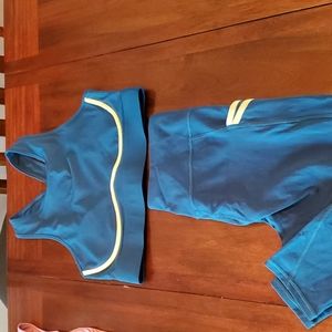 Fabletics workout outfit, Trinity pants and Blare bra